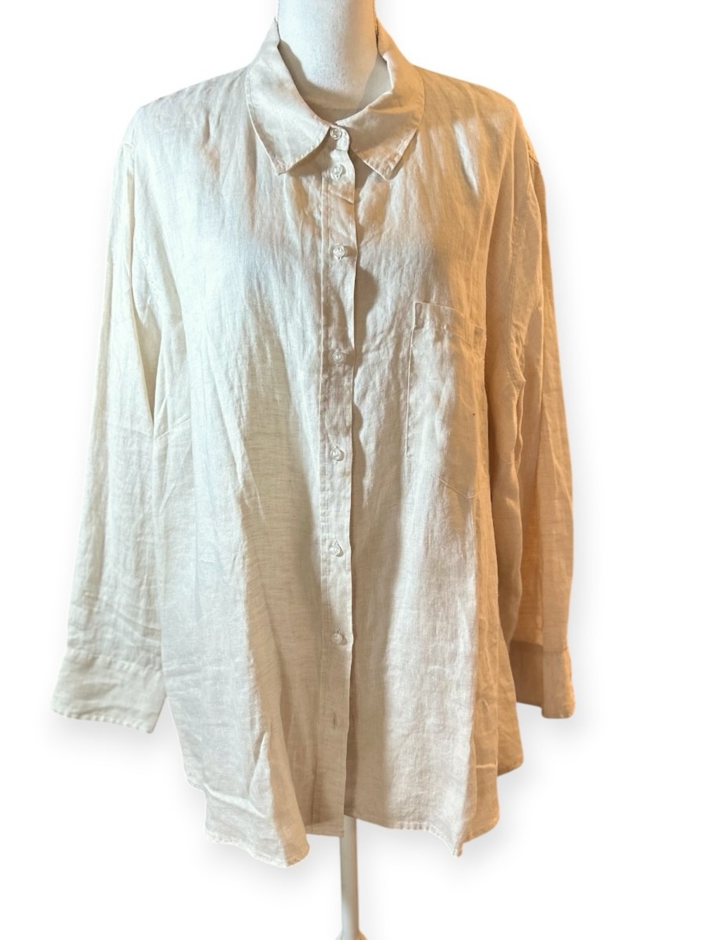 H&M Natural Linen Button-Down Shirt in Cream 🆕